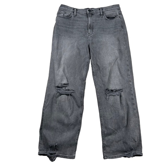 Hudson Jeans Womens 32 Remi Straight Distressed Gray Skater High Rise Grunge